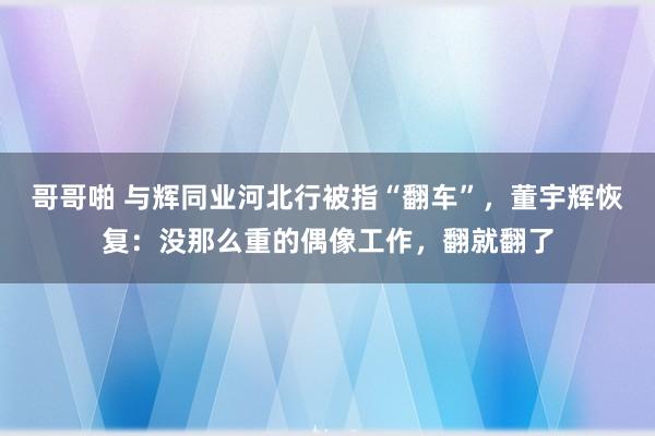 哥哥啪 与辉同业河北行被指“翻车”，董宇辉恢复：没那么重的偶像工作，翻就翻了