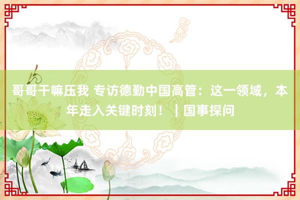 哥哥干嘛压我 专访德勤中国高管：这一领域，本年走入关键时刻！｜国事探问