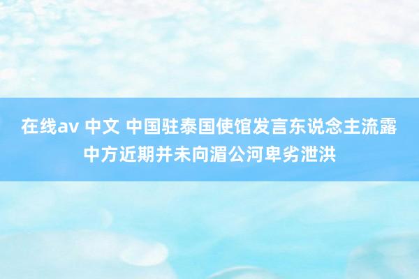 在线av 中文 中国驻泰国使馆发言东说念主流露中方近期并未向湄公河卑劣泄洪