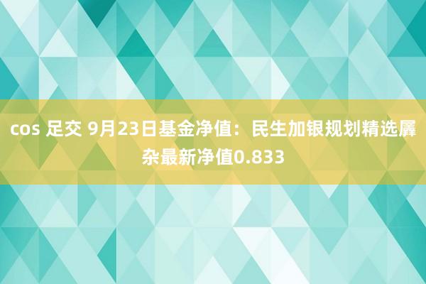 cos 足交 9月23日基金净值：民生加银规划精选羼杂最新净值0.833