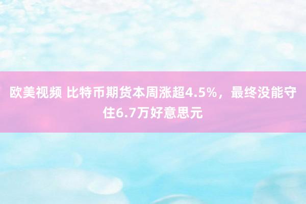 欧美视频 比特币期货本周涨超4.5%，最终没能守住6.7万好意思元