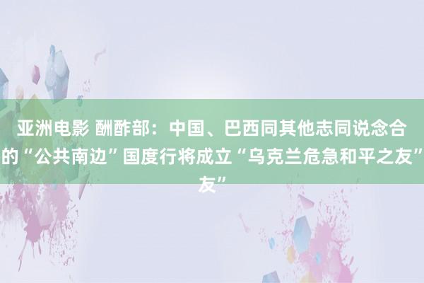 亚洲电影 酬酢部：中国、巴西同其他志同说念合的“公共南边”国度行将成立“乌克兰危急和平之友”