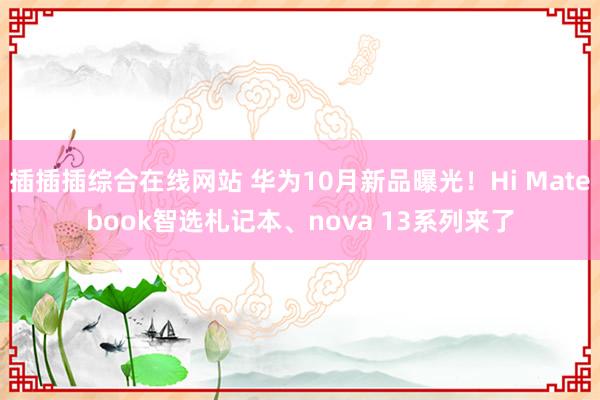 插插插综合在线网站 华为10月新品曝光！Hi Matebook智选札记本、nova 13系列来了