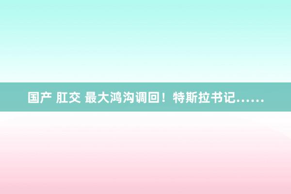 国产 肛交 最大鸿沟调回！特斯拉书记……