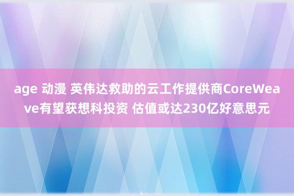 age 动漫 英伟达救助的云工作提供商CoreWeave有望获想科投资 估值或达230亿好意思元