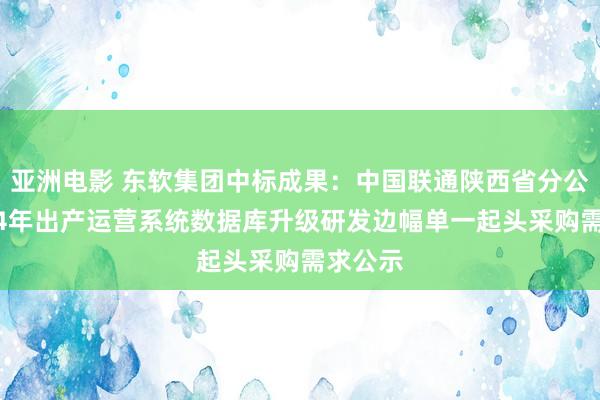 亚洲电影 东软集团中标成果：中国联通陕西省分公司2024年出产运营系统数据库升级研发边幅单一起头采购需求公示