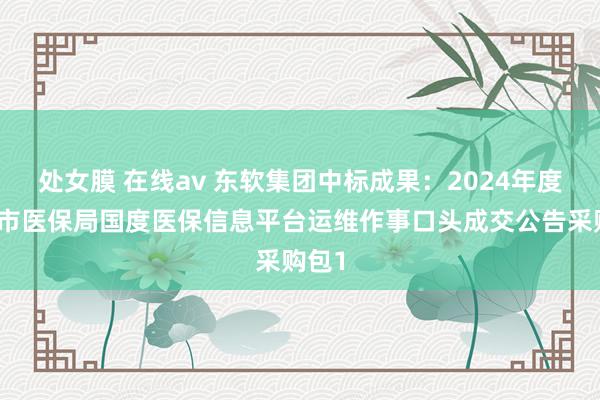 处女膜 在线av 东软集团中标成果：2024年度宿迁市医保局国度医保信息平台运维作事口头成交公告采购包1