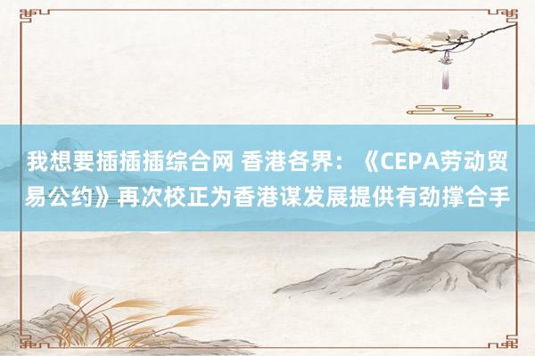 我想要插插插综合网 香港各界：《CEPA劳动贸易公约》再次校正为香港谋发展提供有劲撑合手