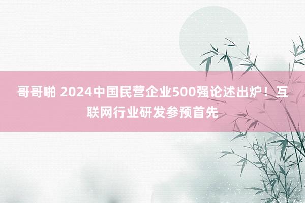 哥哥啪 2024中国民营企业500强论述出炉！互联网行业研发参预首先