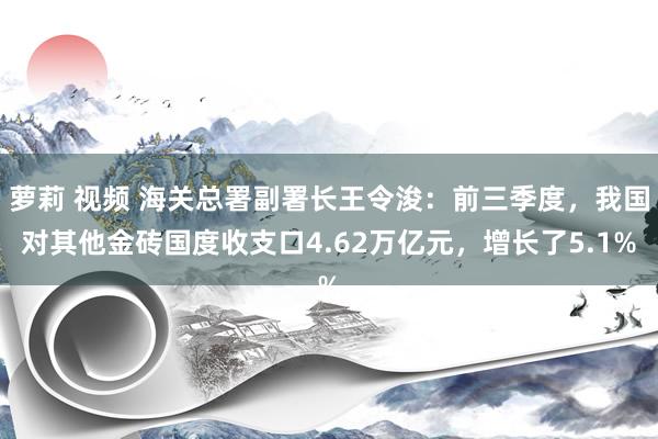 萝莉 视频 海关总署副署长王令浚：前三季度，我国对其他金砖国度收支口4.62万亿元，增长了5.1%