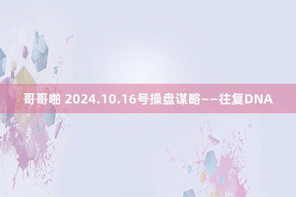 哥哥啪 2024.10.16号操盘谋略——往复DNA