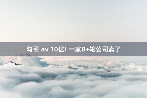 勾引 av 10亿! 一家B+轮公司卖了