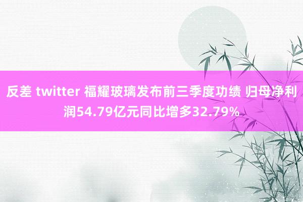 反差 twitter 福耀玻璃发布前三季度功绩 归母净利润54.79亿元同比增多32.79%