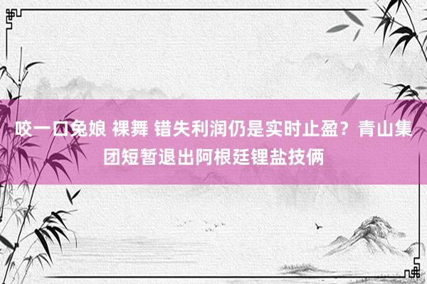 咬一口兔娘 裸舞 错失利润仍是实时止盈？青山集团短暂退出阿根廷锂盐技俩