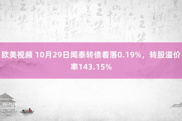 欧美视频 10月29日闻泰转债着落0.19%，转股溢价率143.15%