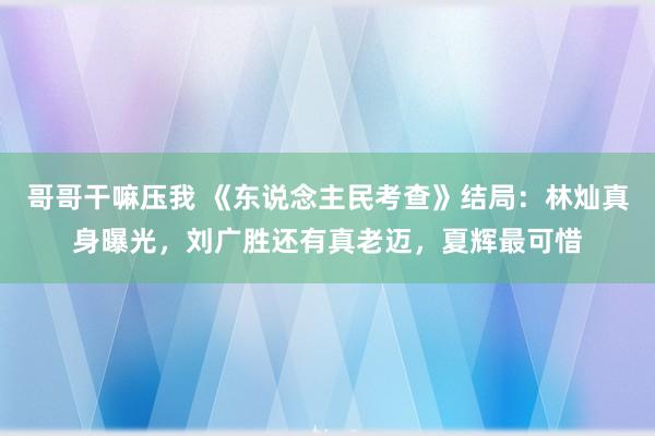 哥哥干嘛压我 《东说念主民考查》结局：林灿真身曝光，刘广胜还有真老迈，夏辉最可惜