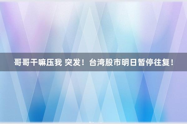 哥哥干嘛压我 突发！台湾股市明日暂停往复！