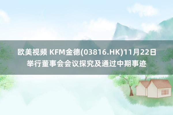 欧美视频 KFM金德(03816.HK)11月22日举行董事会会议探究及通过中期事迹