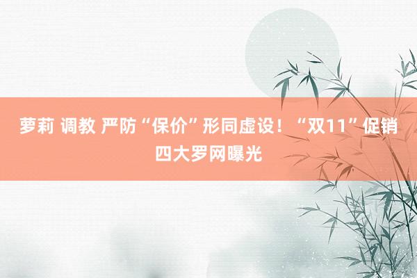 萝莉 调教 严防“保价”形同虚设！“双11”促销四大罗网曝光