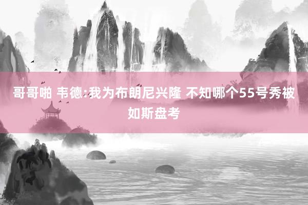 哥哥啪 韦德:我为布朗尼兴隆 不知哪个55号秀被如斯盘考